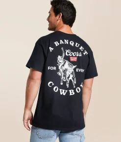 Brew City Coors Banquet Bull Rider T-Shirt Black Outlet