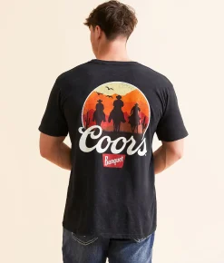 Graphic T-Shirts | Changes Coors Banquet Cowboy Circle Lock T-Shirt Black Mineral Wash