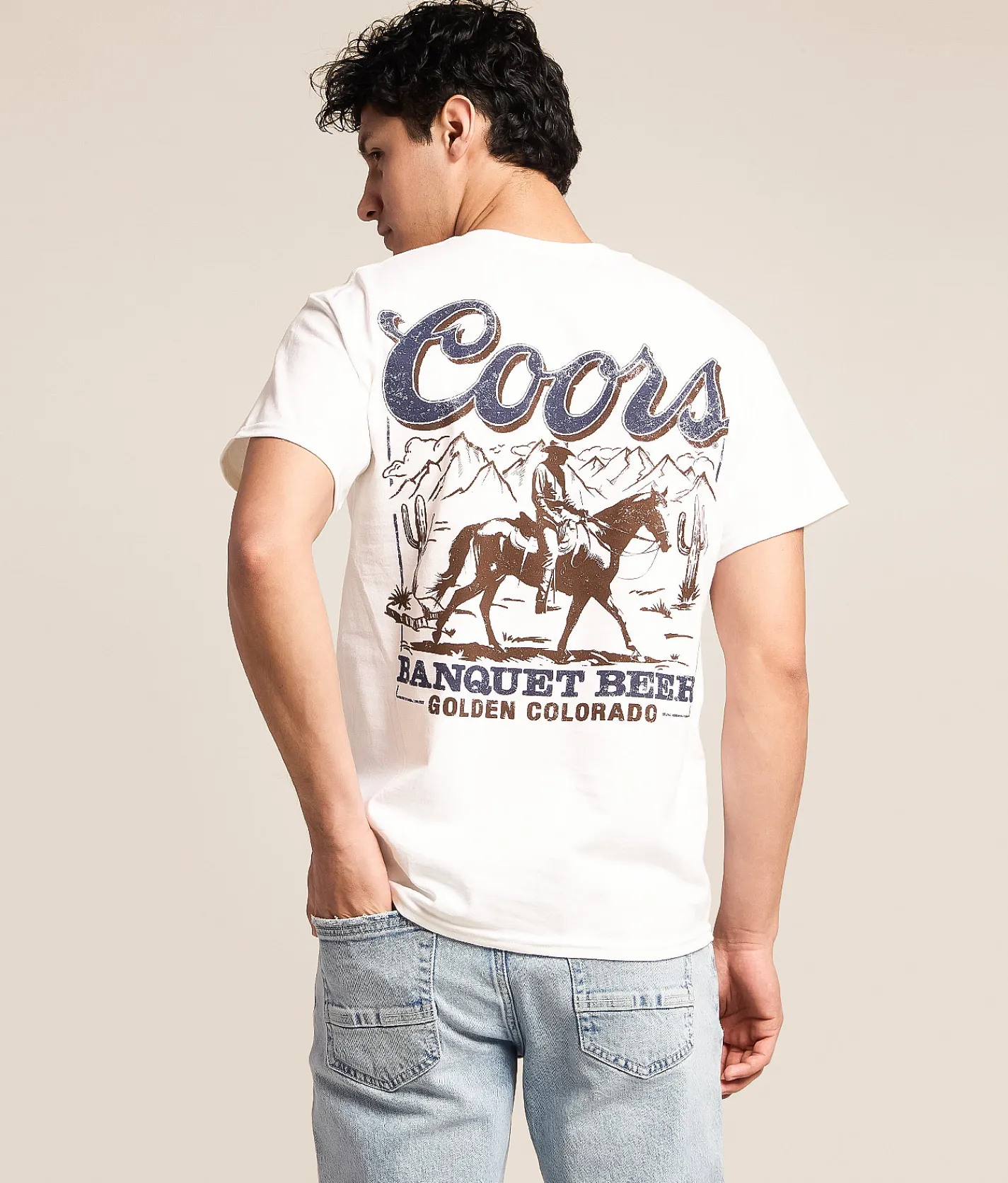 Graphic T-Shirts | Changes Coors Banquet Cowboy Scene T-Shirt White