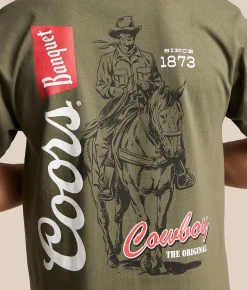 Tops|Graphic T-Shirts | tee luv Coors Banquet Cowboy T-Shirt Surplus Green