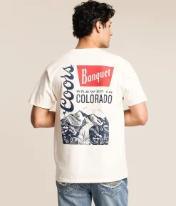 tee luv Coors Banquet Mountain T-Shirt Vintage White Clearance