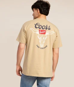Tops|Graphic T-Shirts | Brew City Coors Banquet Overlay Bull T-Shirt Sand