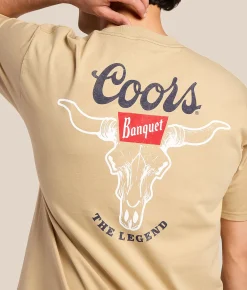 Tops|Graphic T-Shirts | Brew City Coors Banquet Overlay Bull T-Shirt Sand