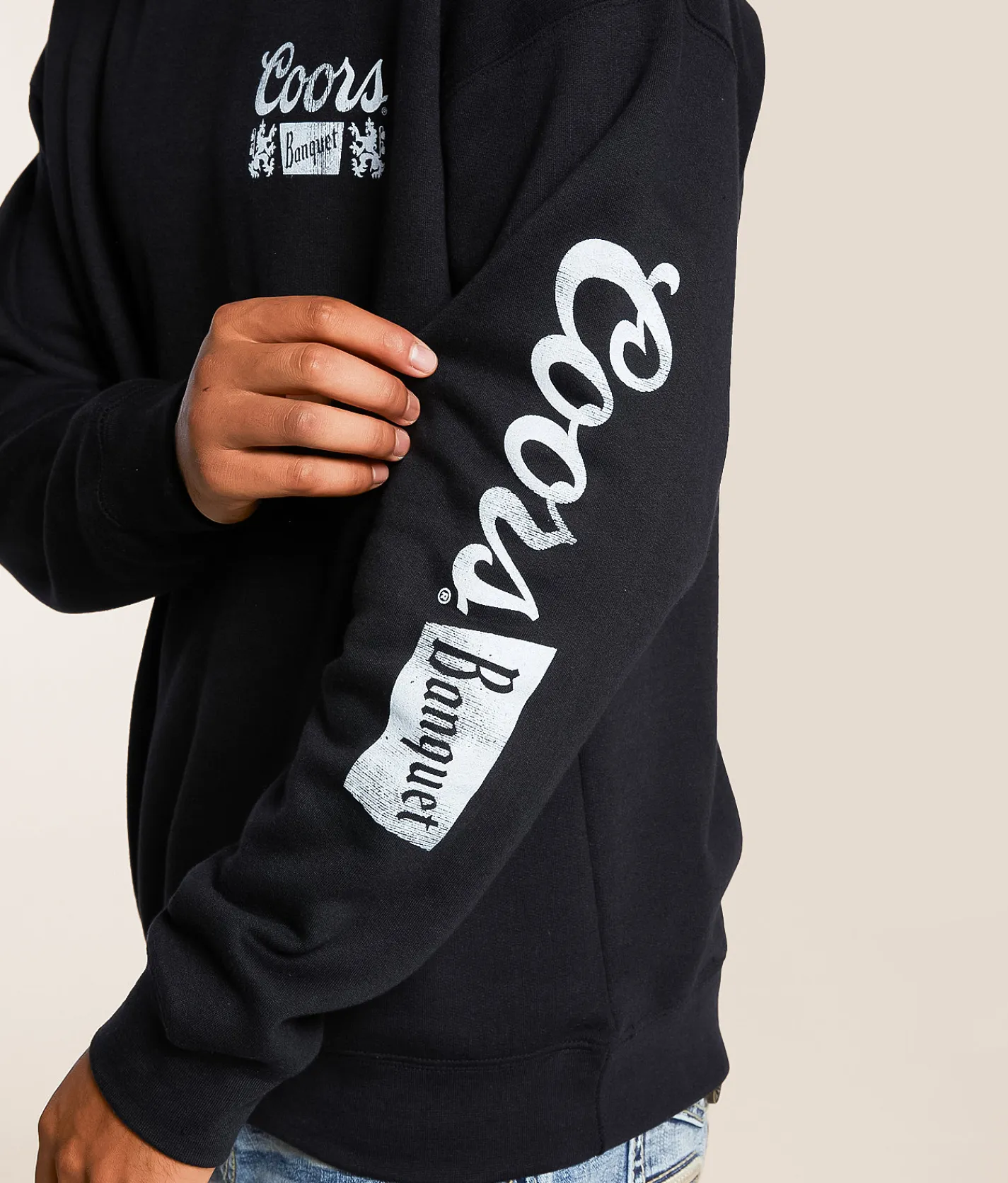 tee luv Coors Banquet Pullover Black Discount