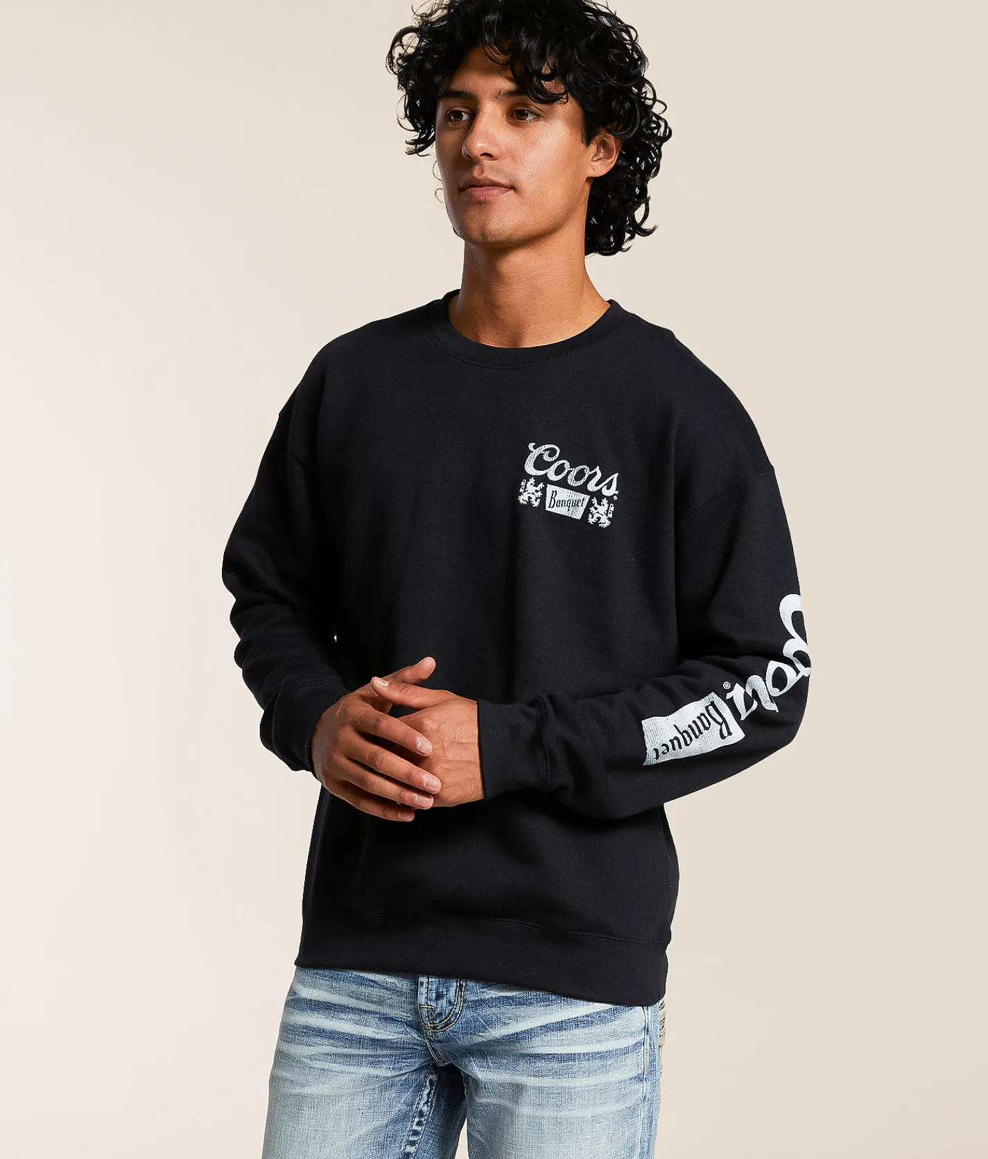 tee luv Coors Banquet Pullover Black Discount
