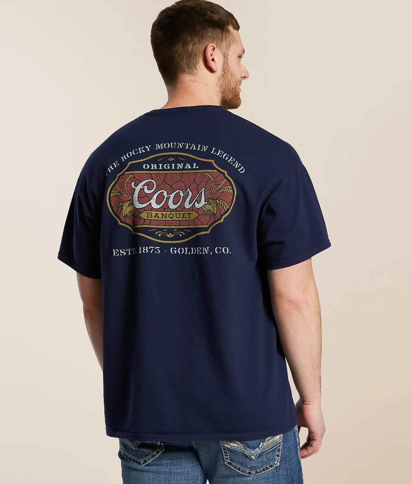 Graphic T-Shirts | Junkfood Coors Banquet Stained T-Shirt Navy