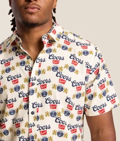 Catalyst Coors Banquet Stretch Shirt Beige New