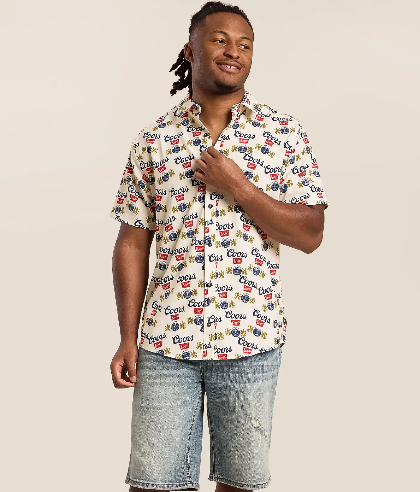 Catalyst Coors Banquet Stretch Shirt Beige New