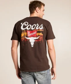 Tops|Graphic T-Shirts | tee luv Coors Banquet Sunset Longhorn T-Shirt Java