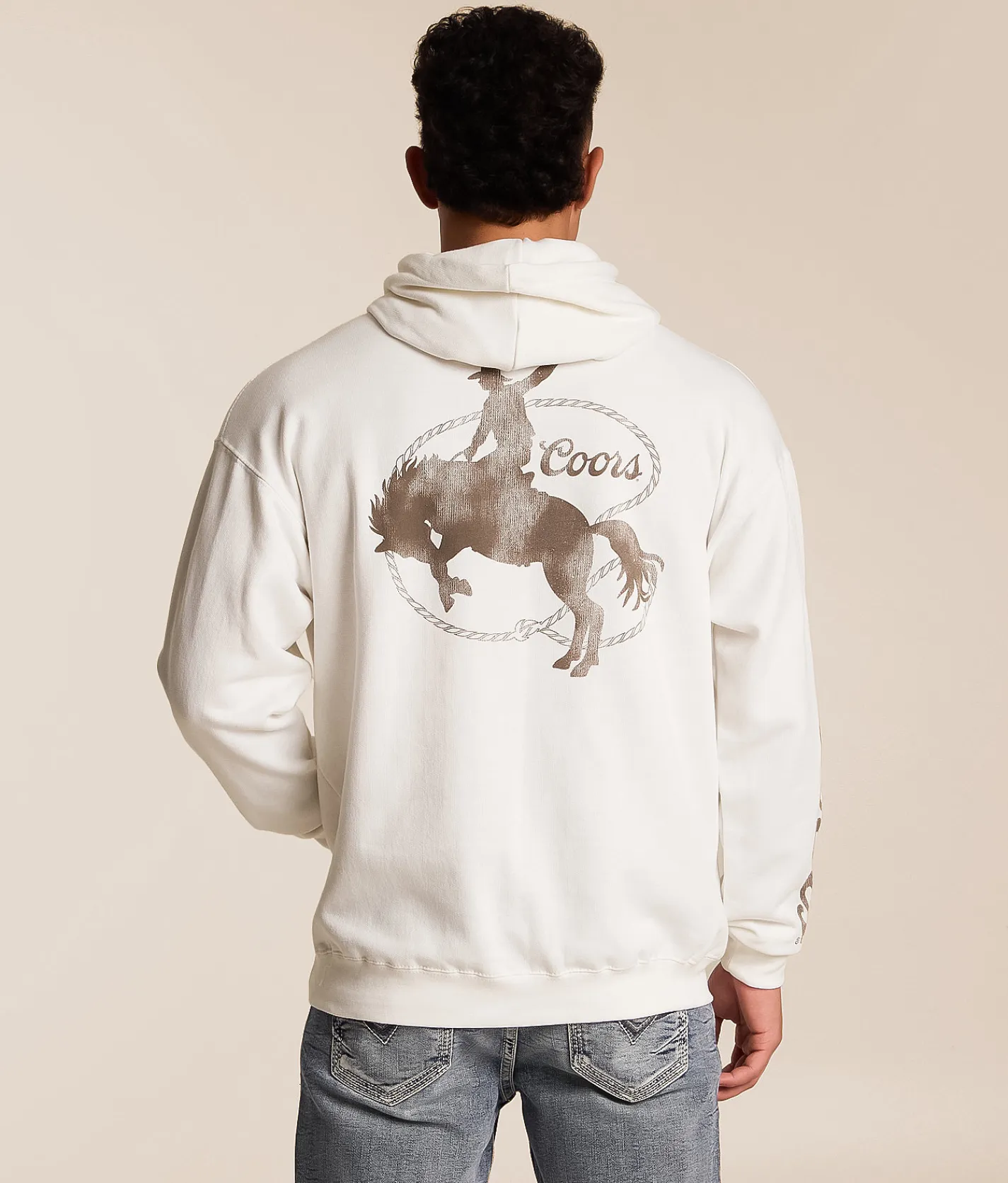 Tops | tee luv Coors Bucking Cowboy Hooded Sweatshirt White