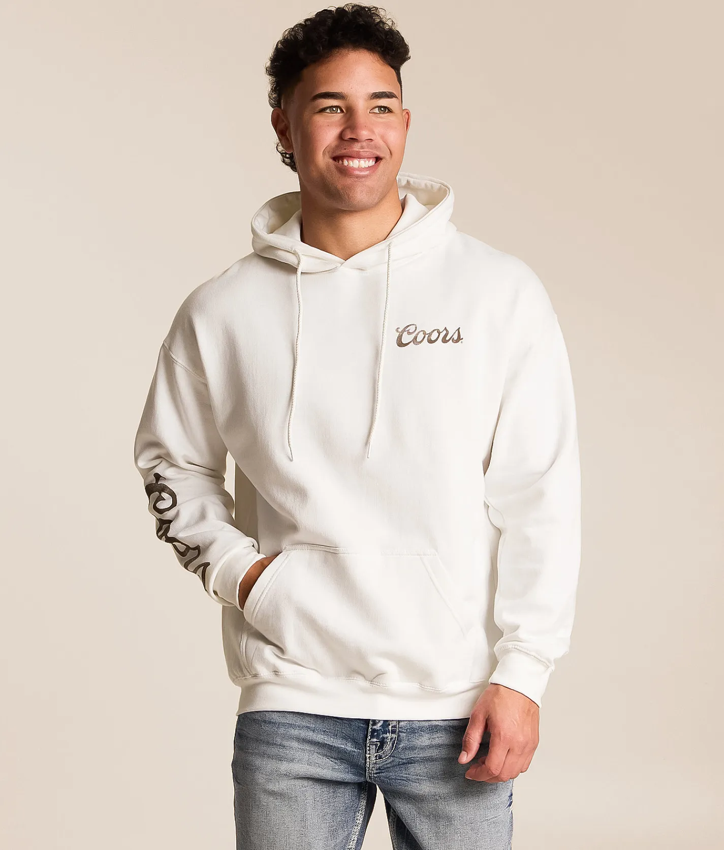 Tops | tee luv Coors Bucking Cowboy Hooded Sweatshirt White