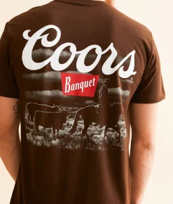 Changes Coors Cattle & Cowboy T-Shirt Dark Brown New