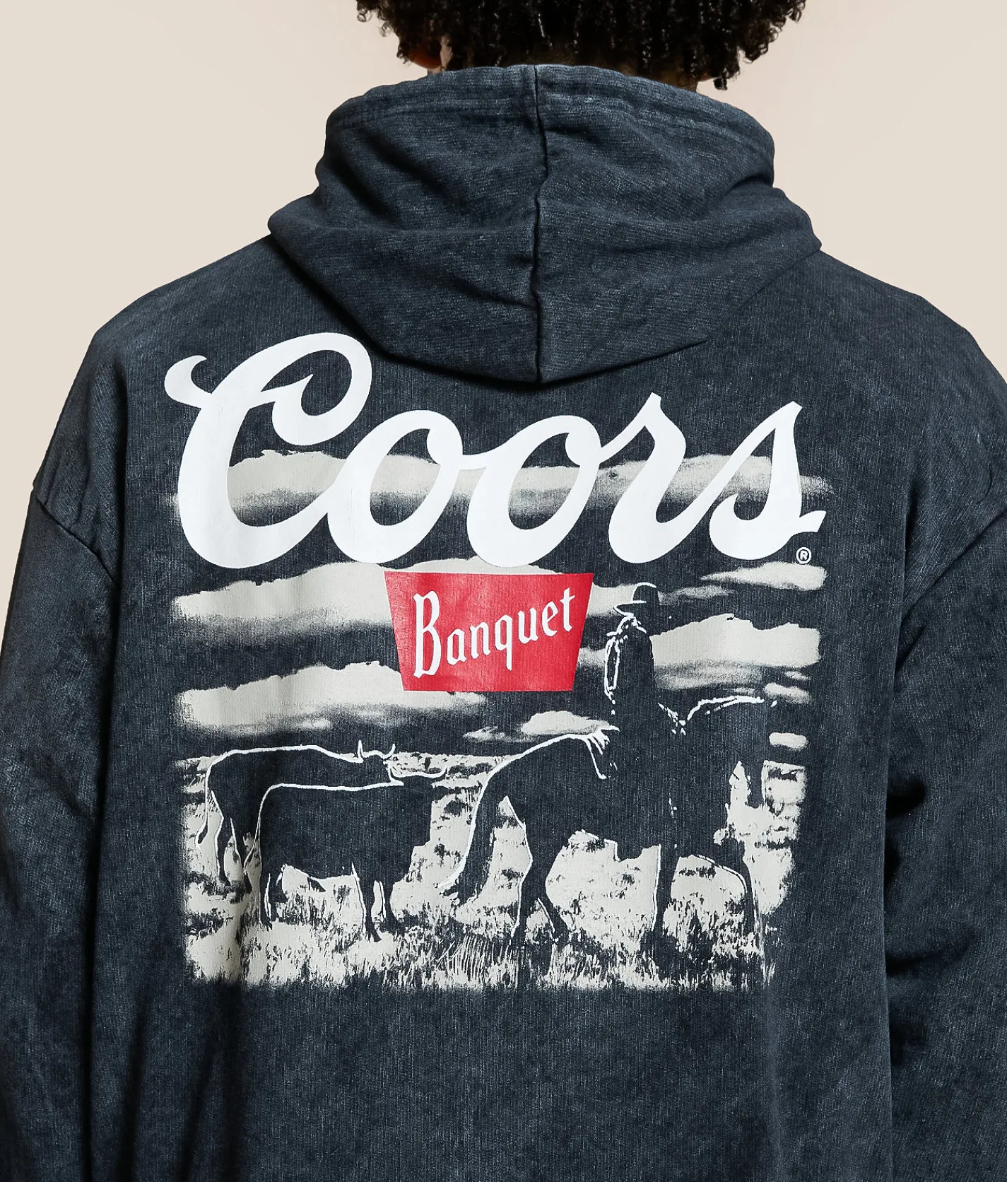 Changes Coors Cowboy Hooded Sweatshirt Black Mineral Wash Discount