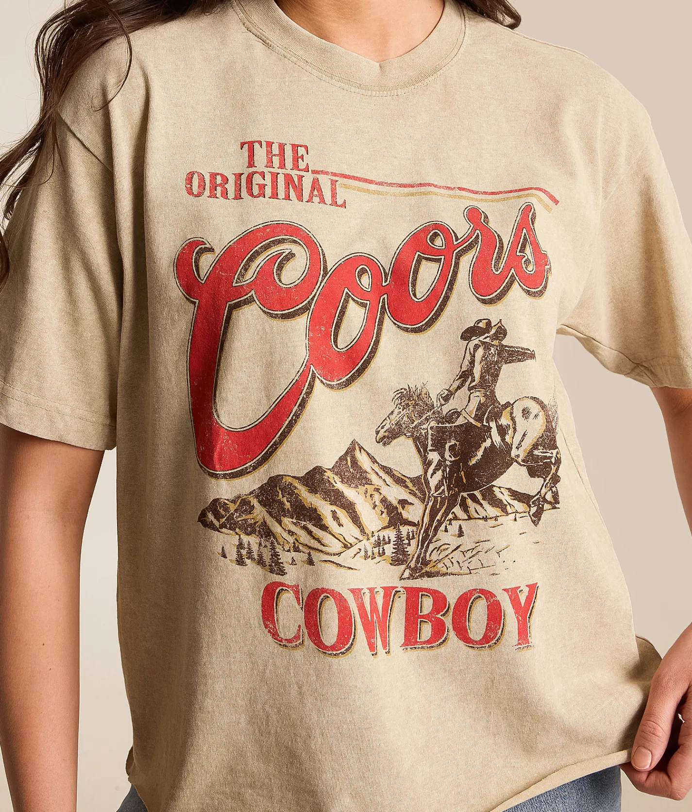 Tops | Changes Coors Cowboy Oversized T-Shirt Cream