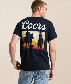 Tops|Graphic T-Shirts | Changes Coors Cowboy Silhouette T-Shirt Black