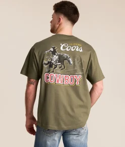 Tops|Graphic T-Shirts | tee luv Coors Cowboy T-Shirt Fatigue Green