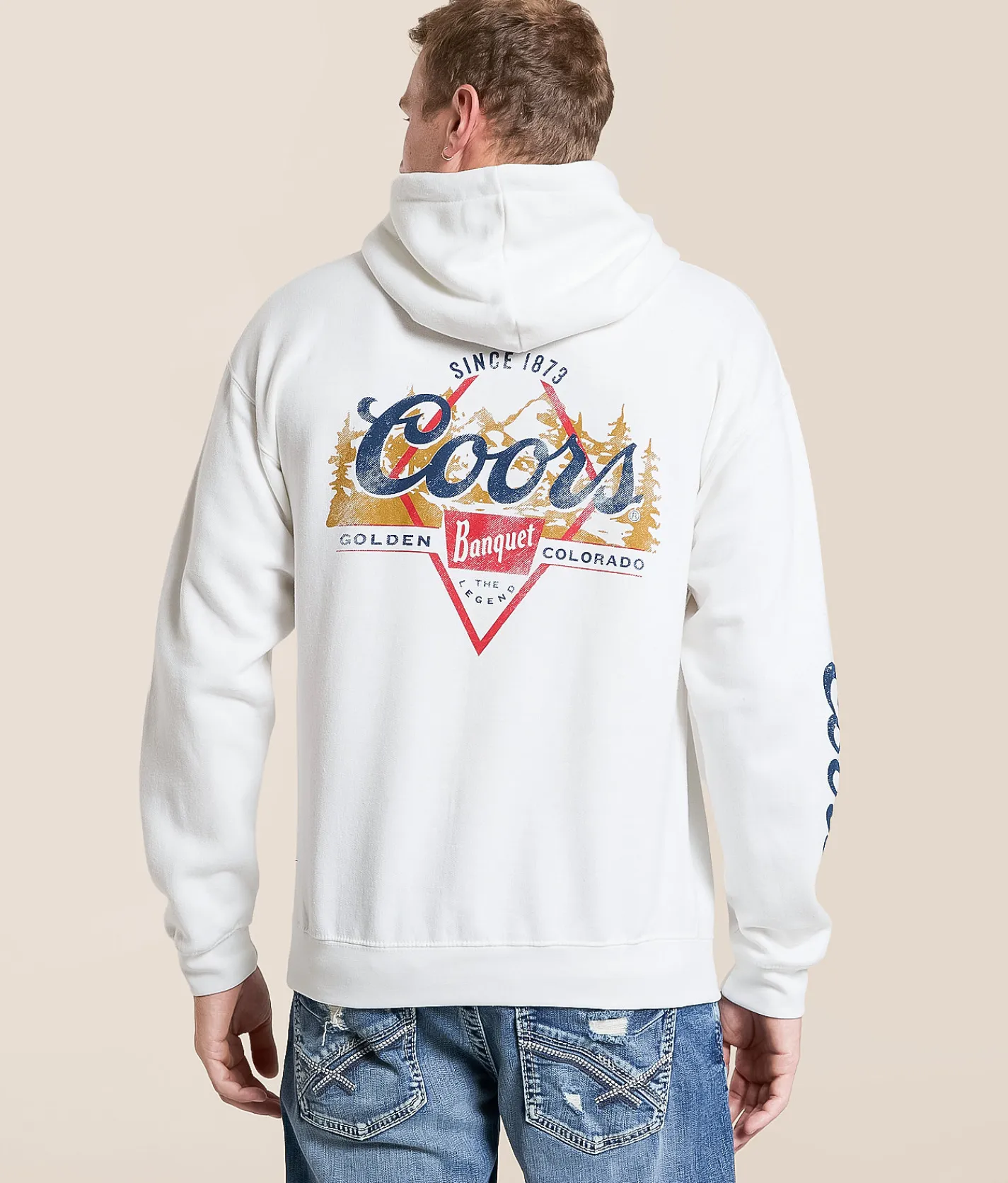 tee luv Coors Diamond Hooded Sweatshirt Antique White Clearance