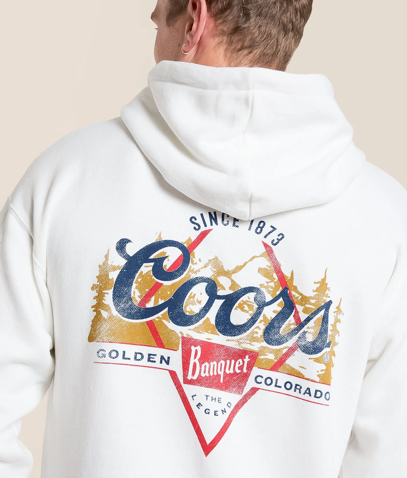 tee luv Coors Diamond Hooded Sweatshirt Antique White Clearance