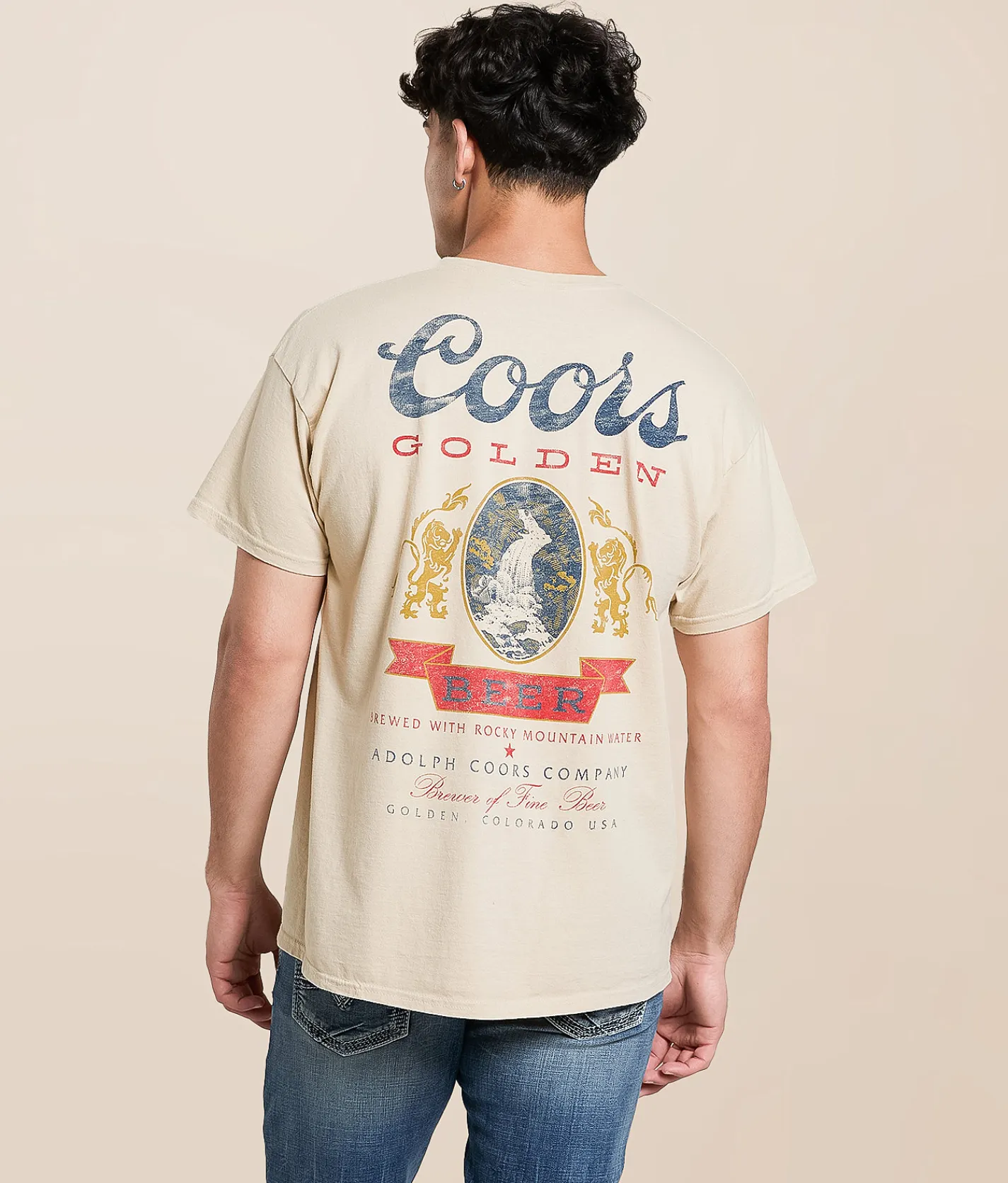 Tops|Graphic T-Shirts | Junkfood Coors Golden Beer T-Shirt Sand