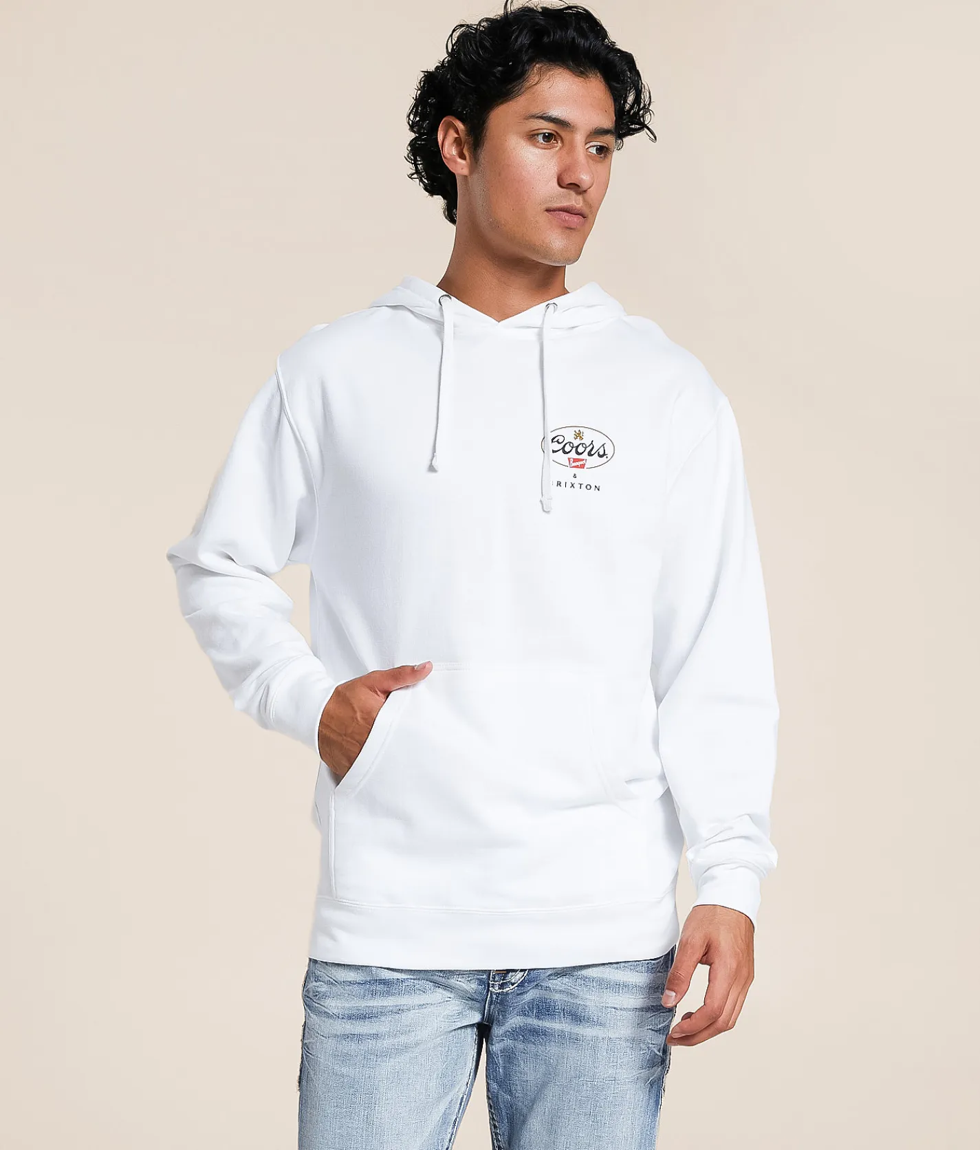 Brixton Coors Griffen Hooded Sweatshirt White Best