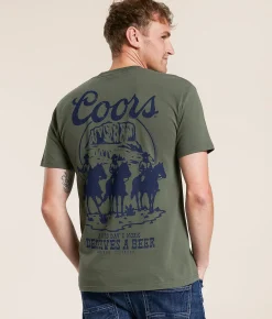 Screen Stars Coors Hard Work T-Shirt Surplus Green Sale