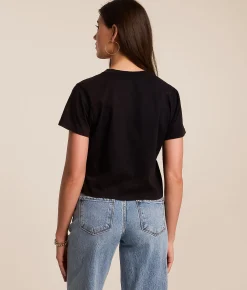 Changes Coors Horses Cowboy Cropped T-Shirt Washed Black Clearance