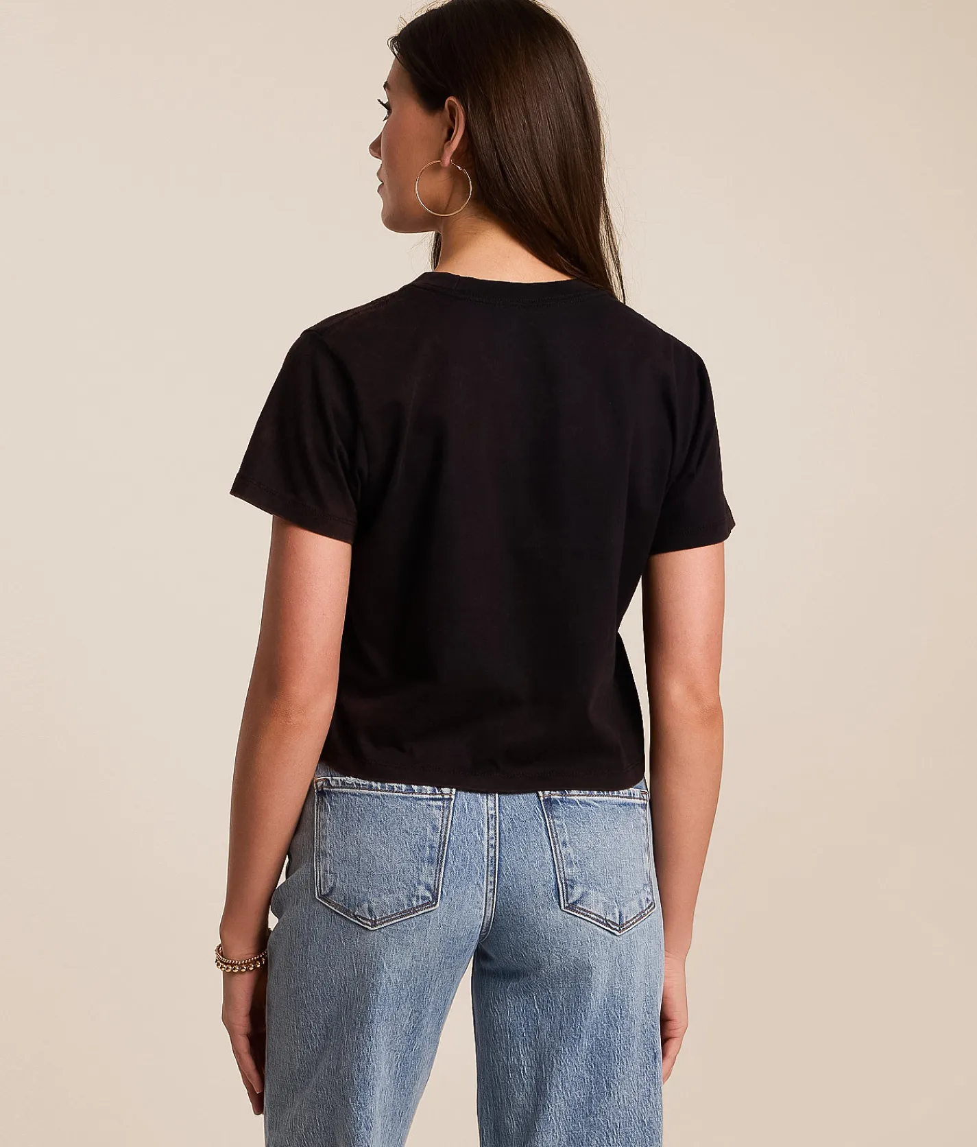 Changes Coors Horses Cowboy Cropped T-Shirt Washed Black Clearance