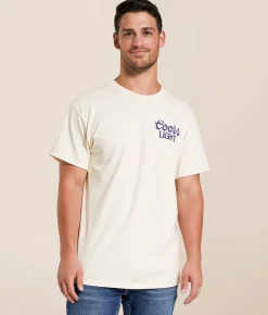 American Needle Coors Light Blue Red Label T-Shirt Cream Discount