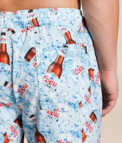 Bottoms|Swimwear | Valor Coors Light Cooler Stretch Swim Trunks White