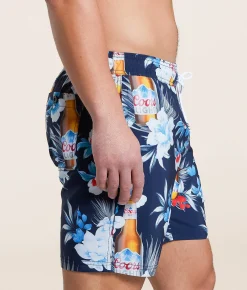 Valor Coors Light Floral Stretch Swim Trunks Navy Clearance