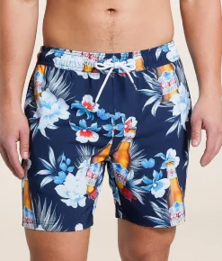 Valor Coors Light Floral Stretch Swim Trunks Navy Clearance