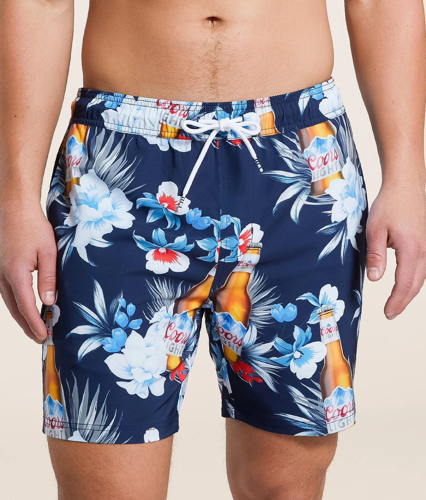Valor Coors Light Floral Stretch Swim Trunks Navy Clearance