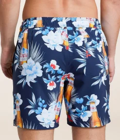 Valor Coors Light Floral Stretch Swim Trunks Navy Clearance