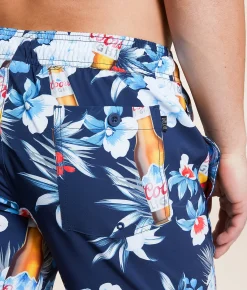 Valor Coors Light Floral Stretch Swim Trunks Navy Clearance