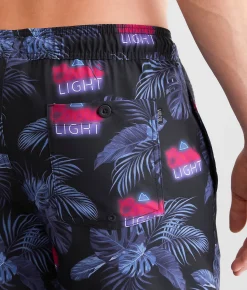 Valor Coors Light® Fronds Stretch Swim Trunks Black