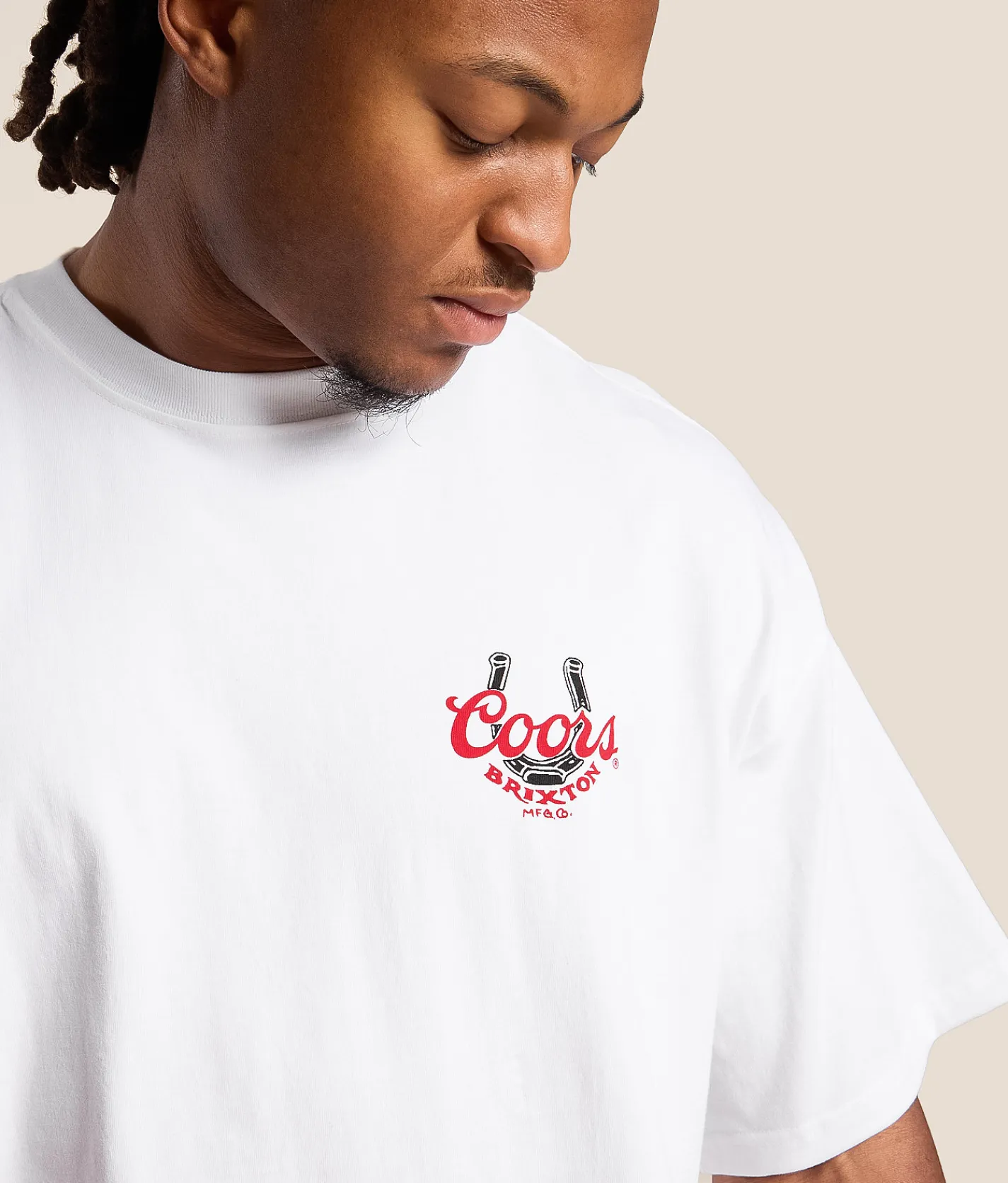 Tops|Graphic T-Shirts | Brixton Coors Luck Oversized T-Shirt White