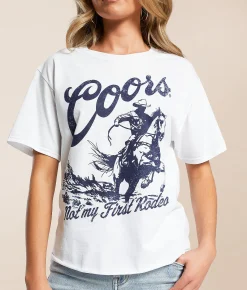 Tops | Changes Coors Not My First Rodeo T-Shirt White
