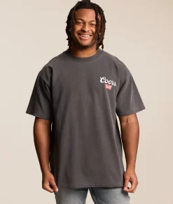 tee luv Coors Rodeo Cowboy T-Shirt Black Pigment Discount