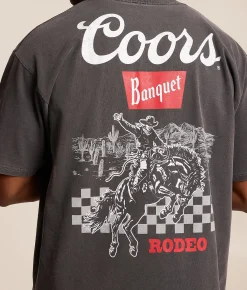 tee luv Coors Rodeo Cowboy T-Shirt Black Pigment Discount