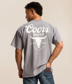 Tops|Graphic T-Shirts | tee luv Coors Rodeo Longhorn T-Shirt Storm Grey Pigment