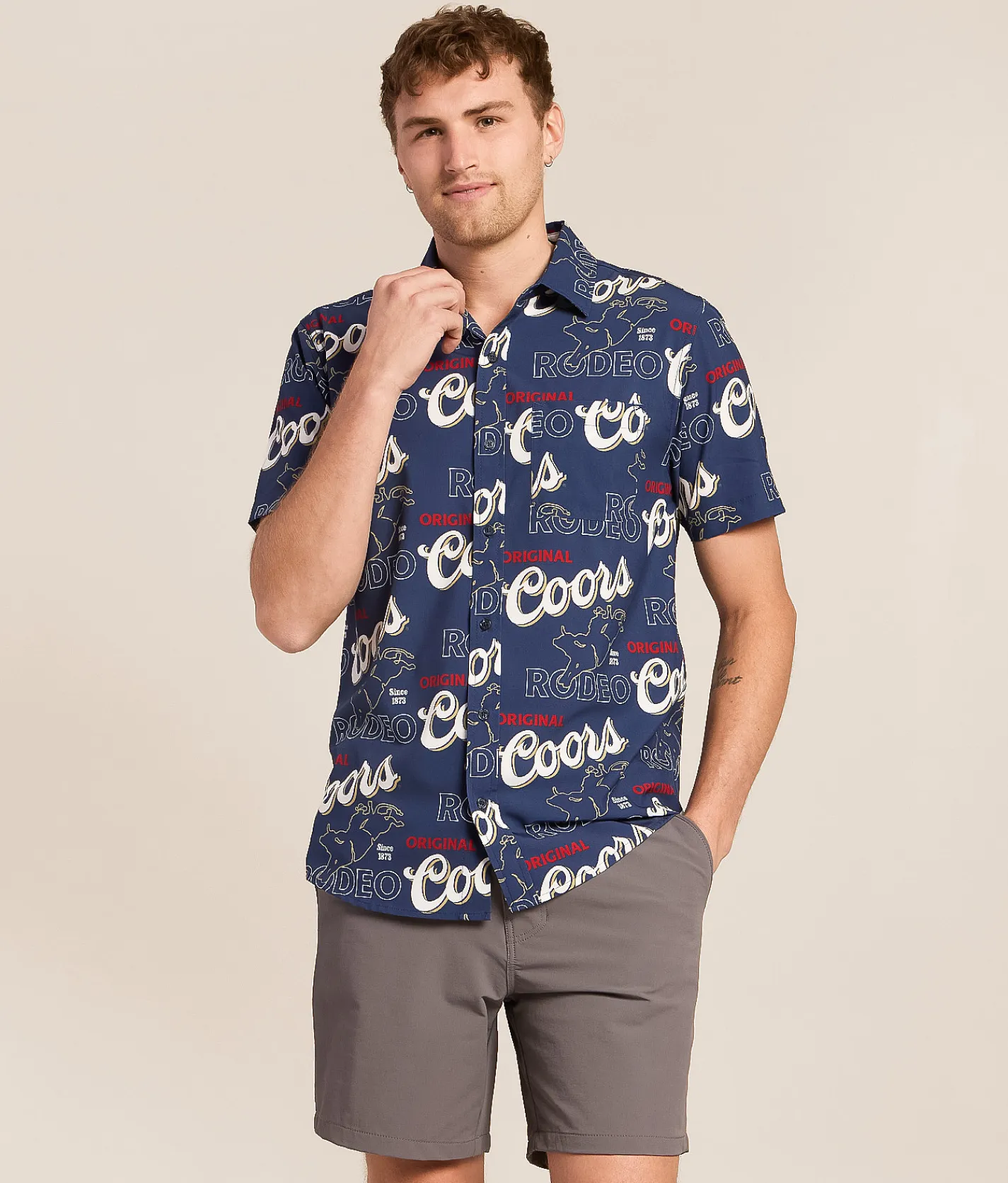 Junkfood Coors Rodeo Stretch Shirt Navy Outlet