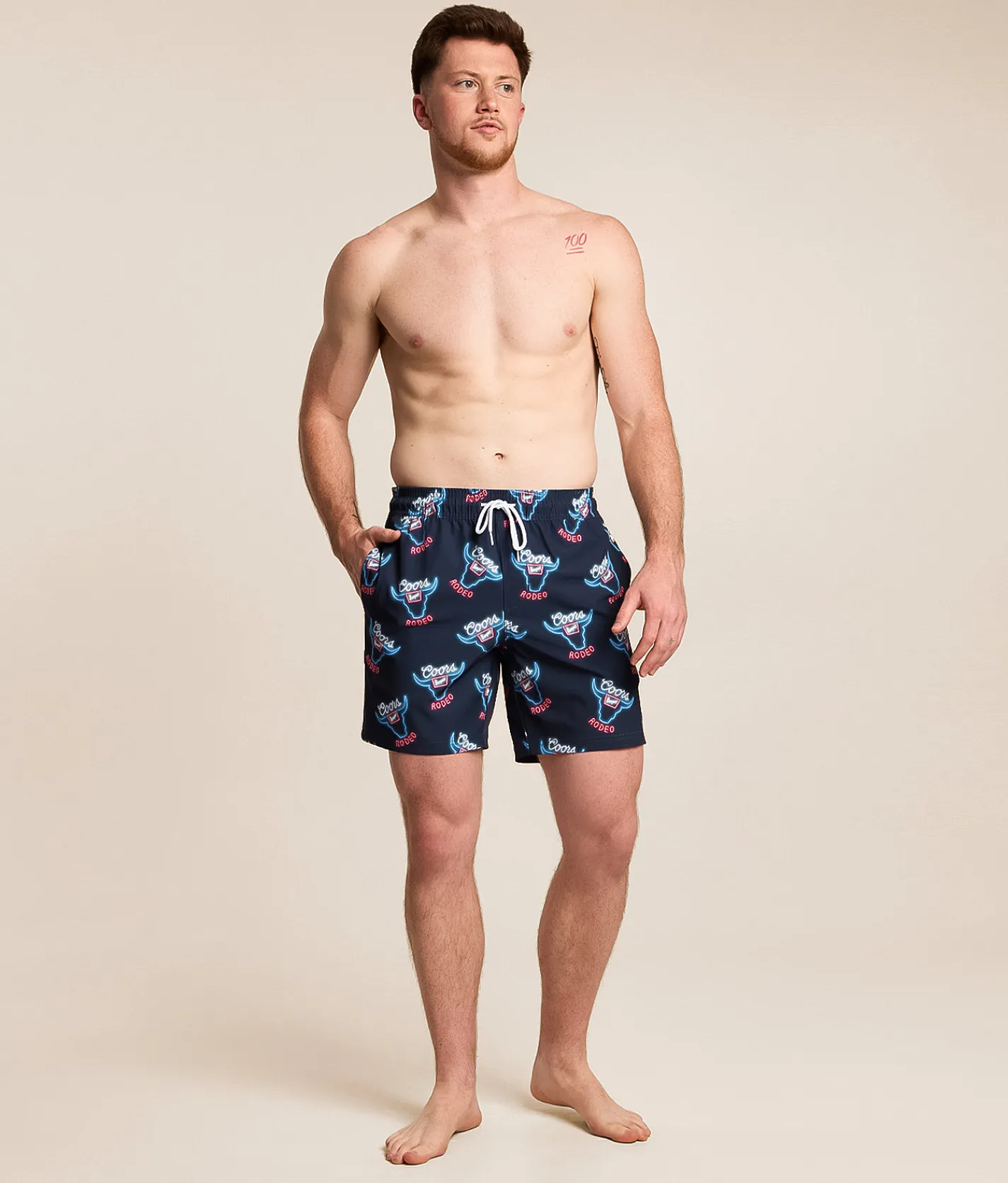 Bottoms|Swimwear | Valor Coors Rodeo Stretch Swim Trunks Navy