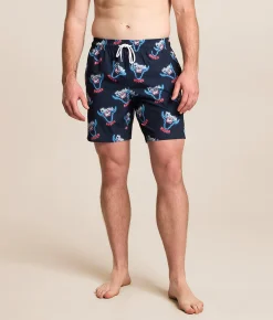 Bottoms|Swimwear | Valor Coors Rodeo Stretch Swim Trunks Navy