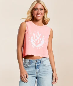 Salt Life Coral Love Cropped Tank Top Ocean Coral Outlet
