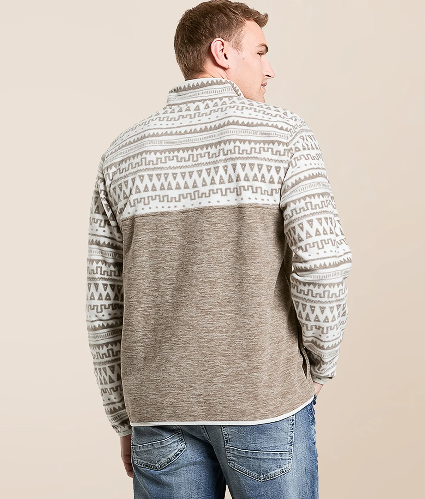 Hurley Cordoba Blocked Fleece Pullover Silver Birch Morel Clearance