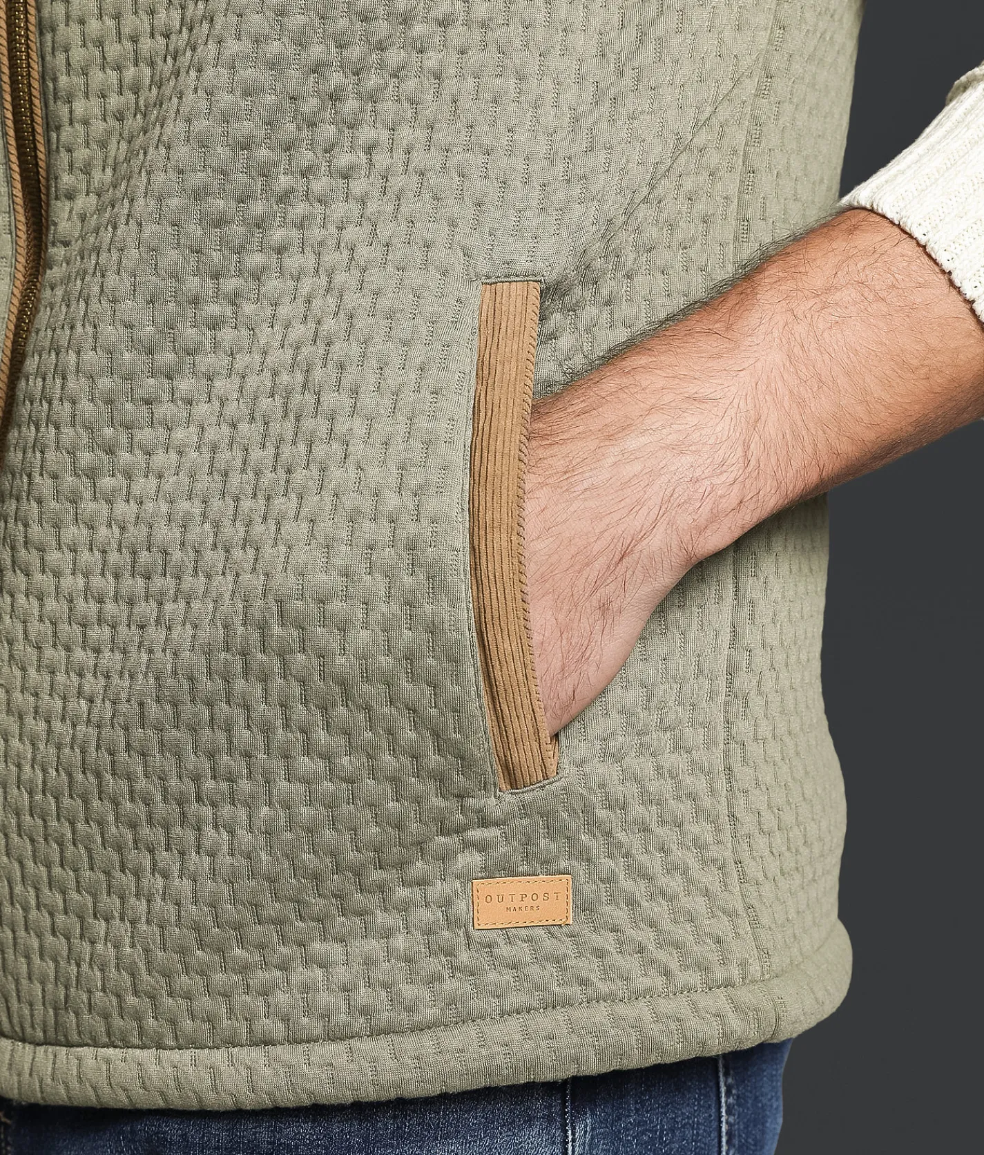 Outpost Makers Corduroy Color Block Vest Olive Tan Online
