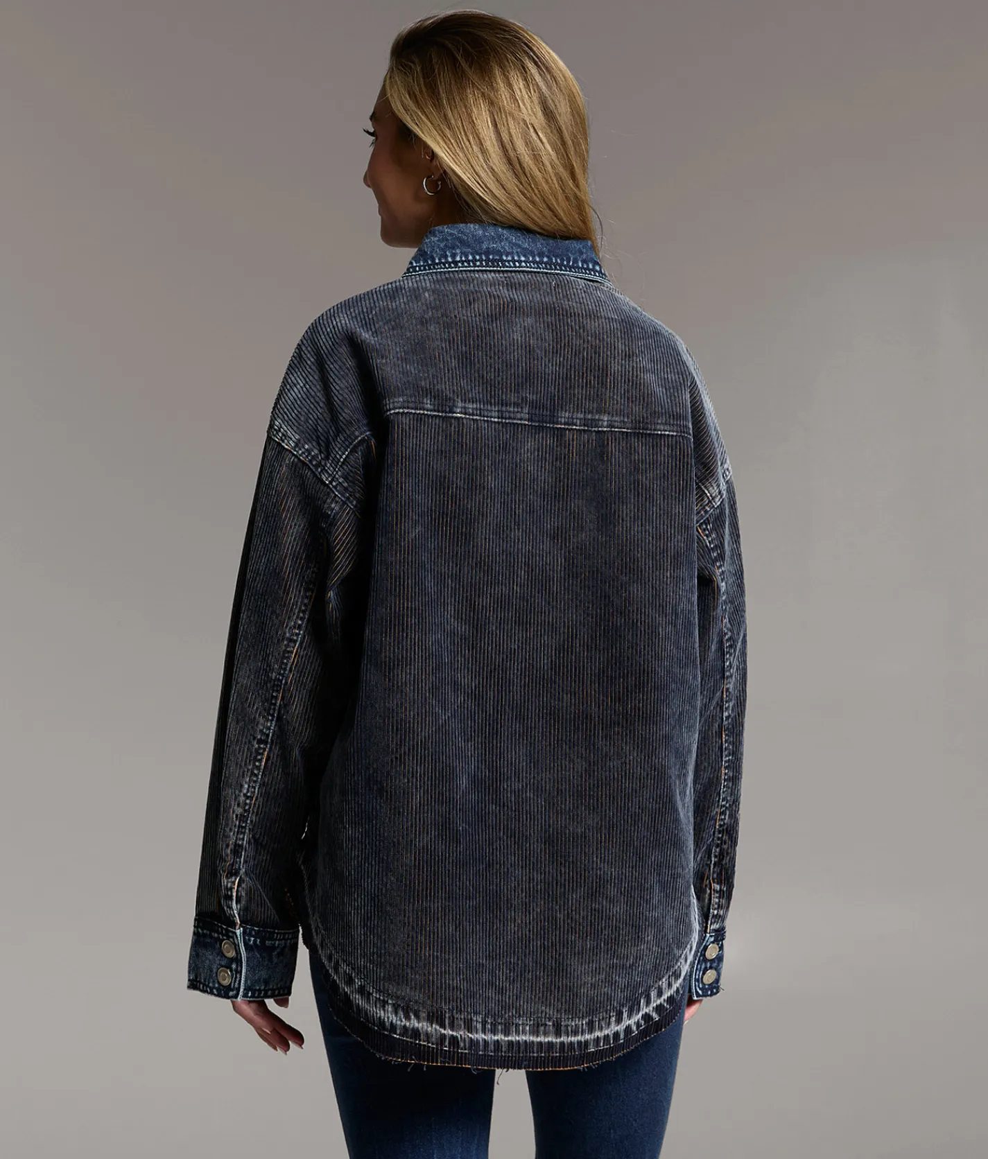 BKE Corduroy Denim Shacket Navy Clearance