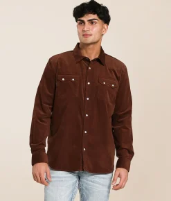 Panhandle Slim Corduroy Stretch Shirt Brown New