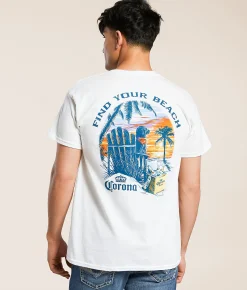 JEDCo Corona Find Your Beach T-Shirt White New