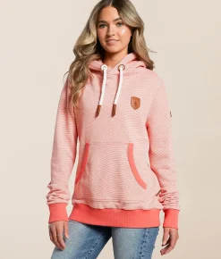 Tops | Wanakome Corrie Microstripe Hooded Sweatshirt Coral Pink
